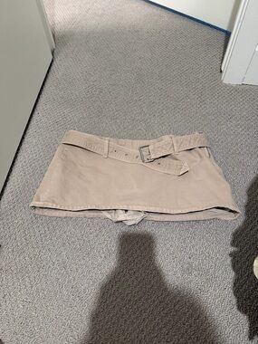 Abercrombie & Fitch Neutral Tan Mini Skirt with Integrated Tie